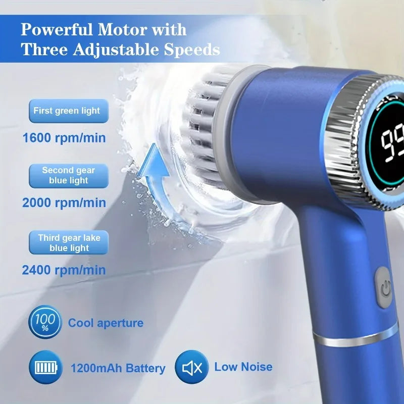 Electric Spin Scrubber - Cordless Power Cleaning Brush with 5 Swappable Heads | Grout, Shower Glass, Tile, Sinks & Oven Trays | It Does the Scrubbing So You Don't Have To