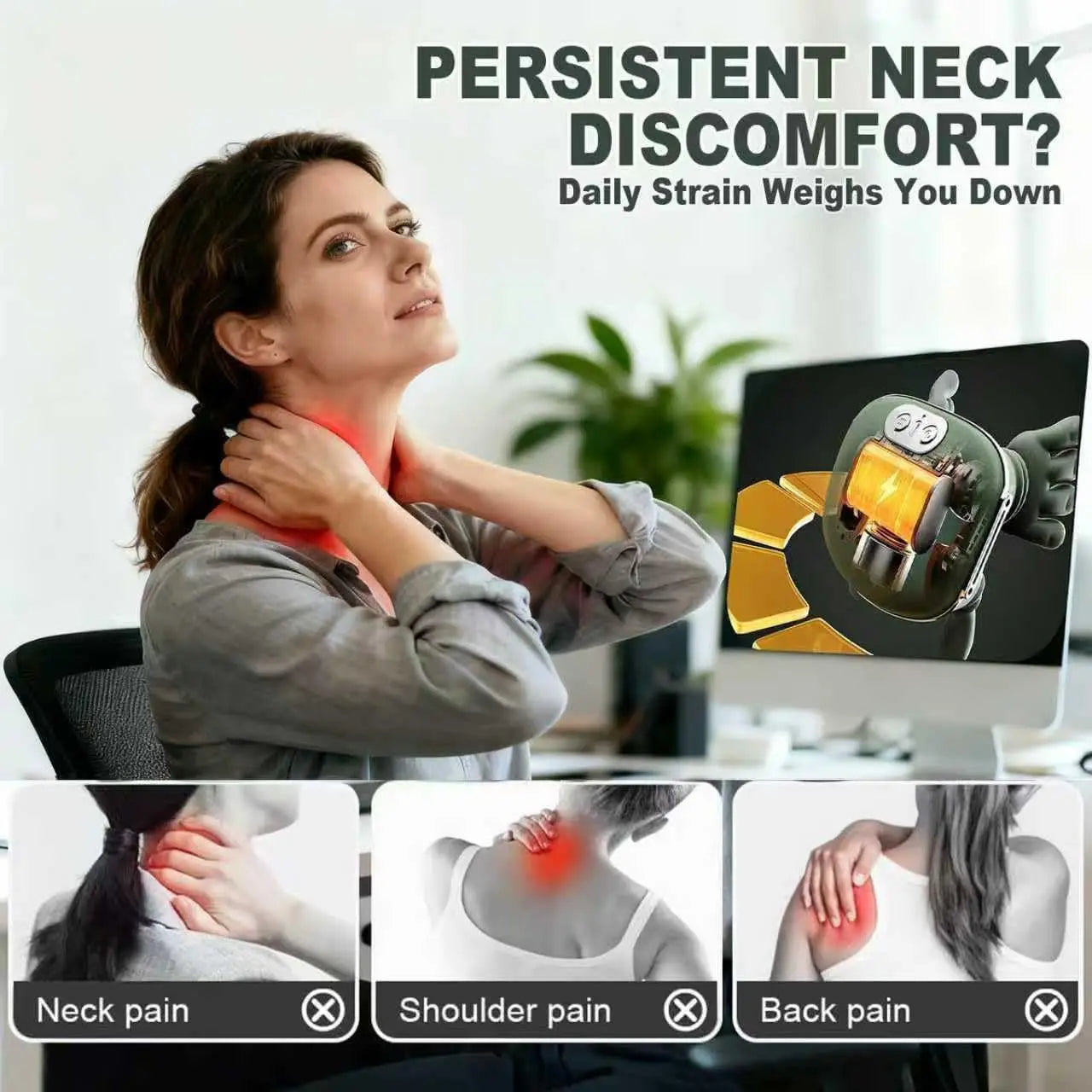 Heated Neck & Shoulder Massager - Cordless Kneading Shawl with 3 Levels & Warmth | Hands-Free at Your Desk, Sofa or Bed | Gift-Ready