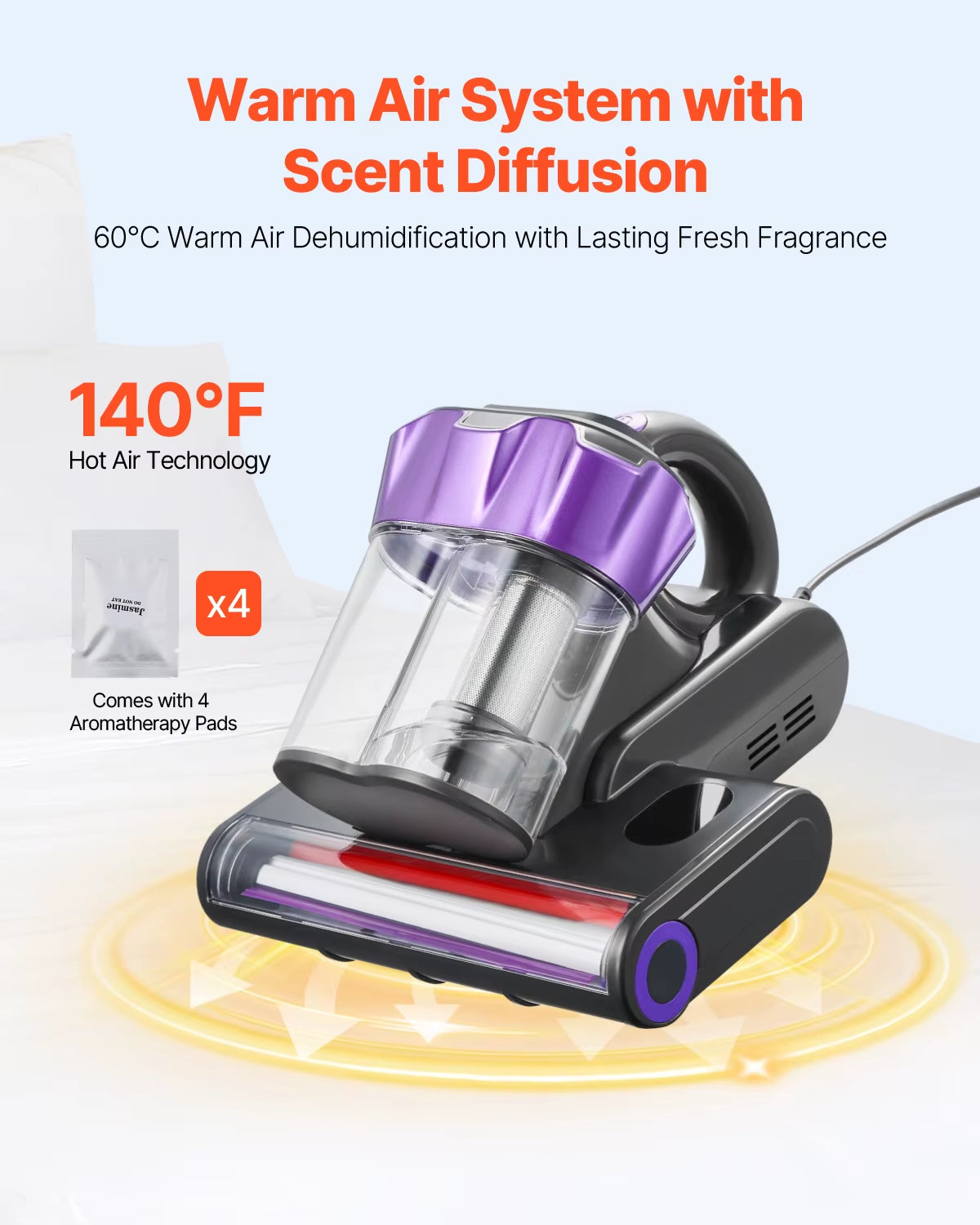 Mattress Vacuum Cleaner - 18kPa Handheld Deep Cleaner with HEPA Filter & Heated Ultrasonic Head | For Mattresses, Sofas, Car Seats & Pet Beds | See Exactly What Comes Out